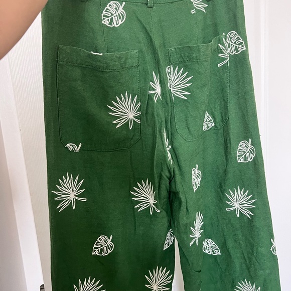 *SOLD*Zara Embroidered linen wide Leg Palm Tree Pants - Picture 2 of 4